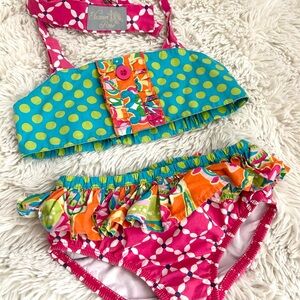 Eleanor Rose Pink and Blue Kids Swim Bikini
